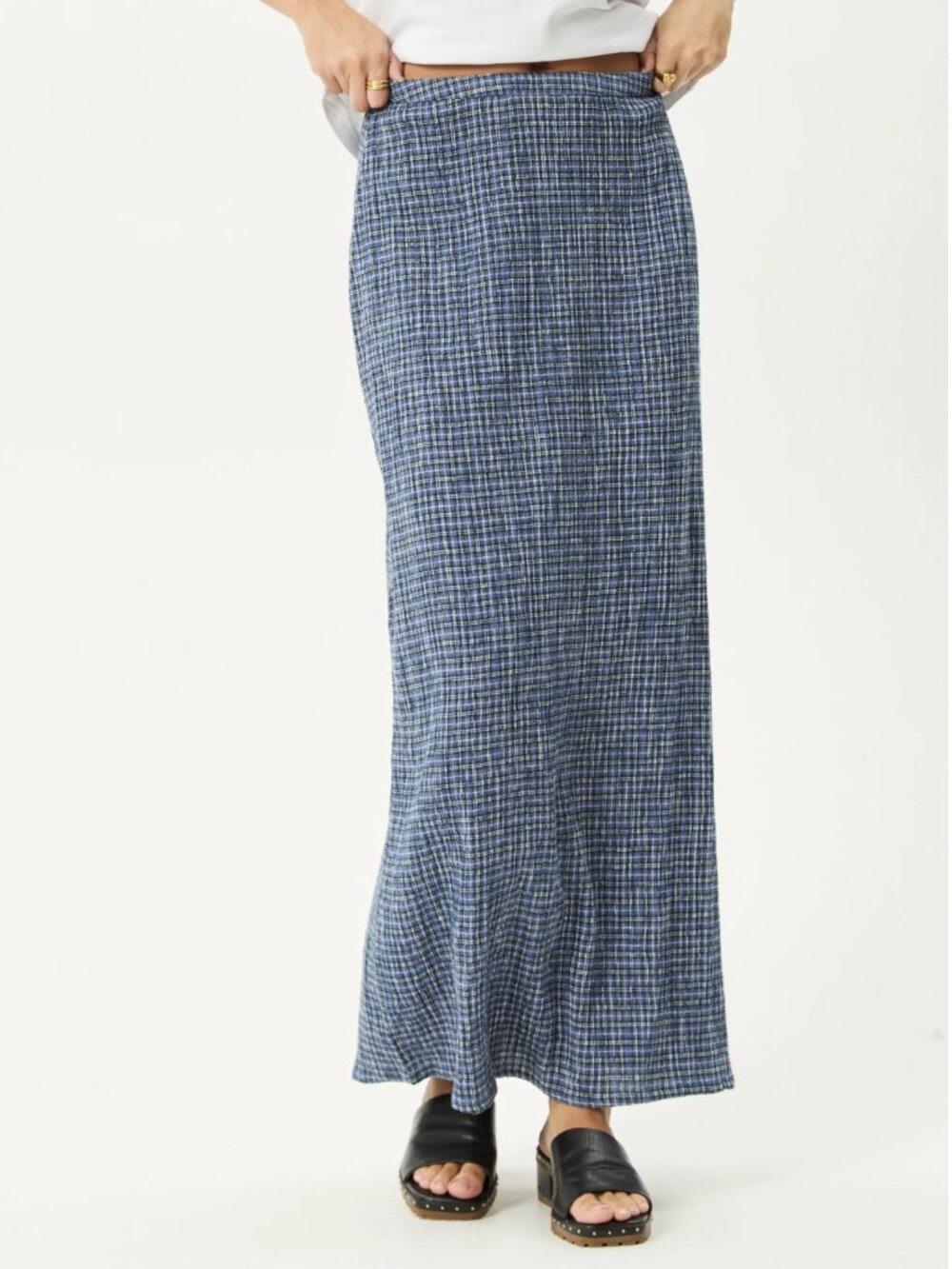 Afends Lita Seersucker Maxi Skirt Seersucker Maxi Skirt - Size Small - NWT Blue - Picture 2 of 6